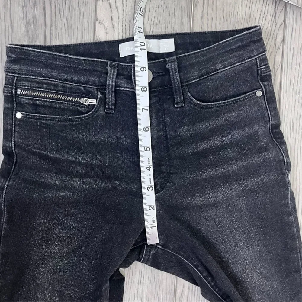 Athleta Sculptek Women Size 0 Black Ultra Skinny Zip Cotton Denim Ankle Jeans